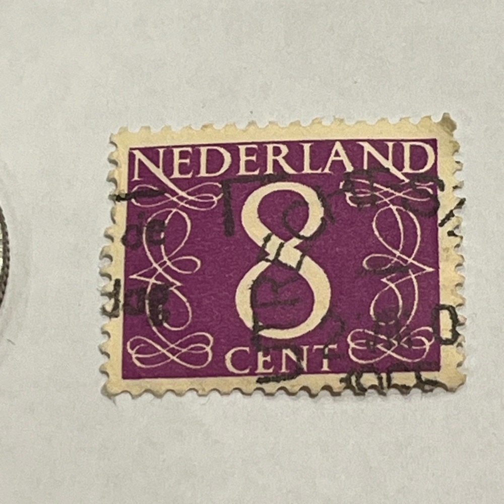 Vintage Old Used Netherlands Circa 1955 8 Print Netherlands Postage Stamp